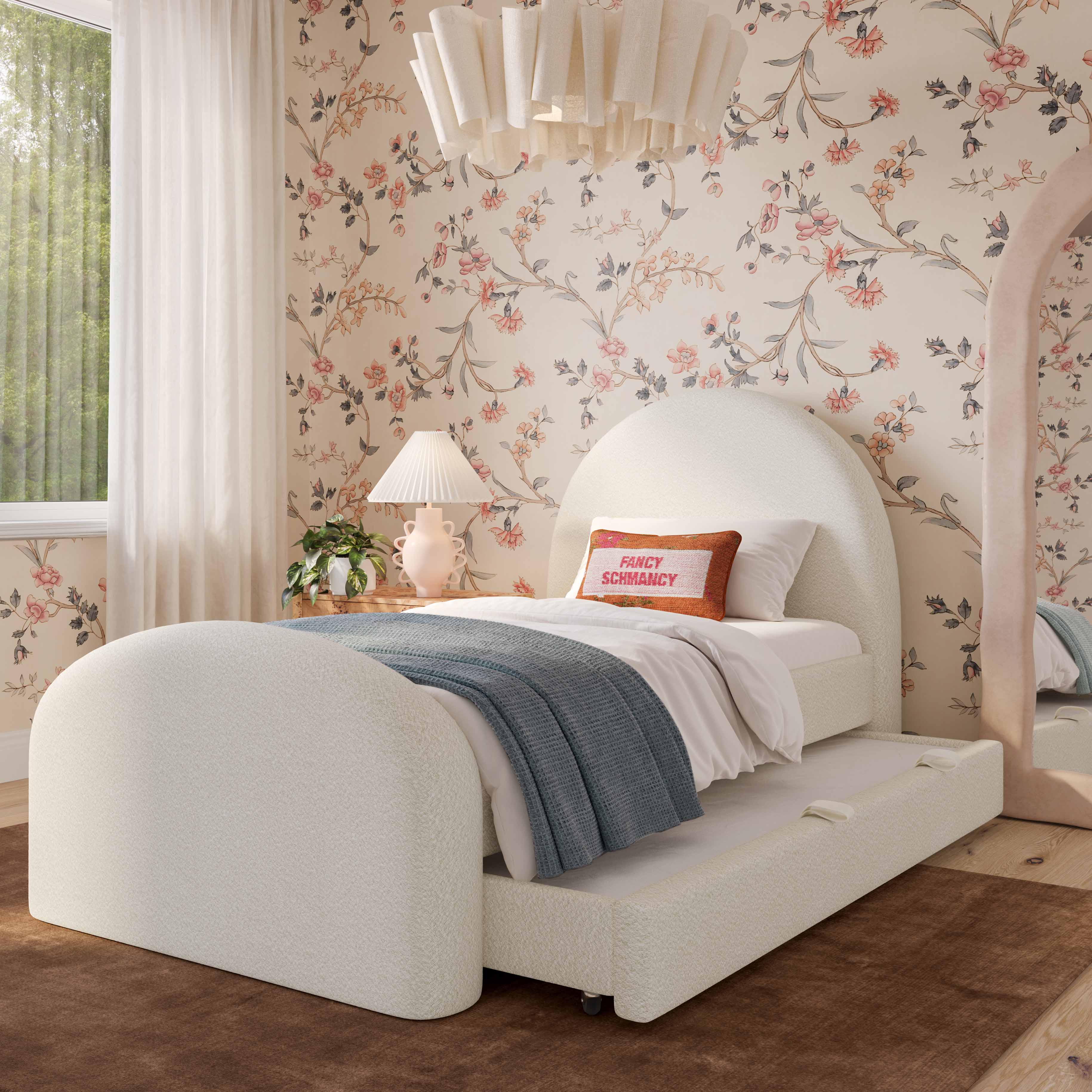 Moon Cream Boucle Twin Bed 8 Moon Cream Boucle Twin Bed