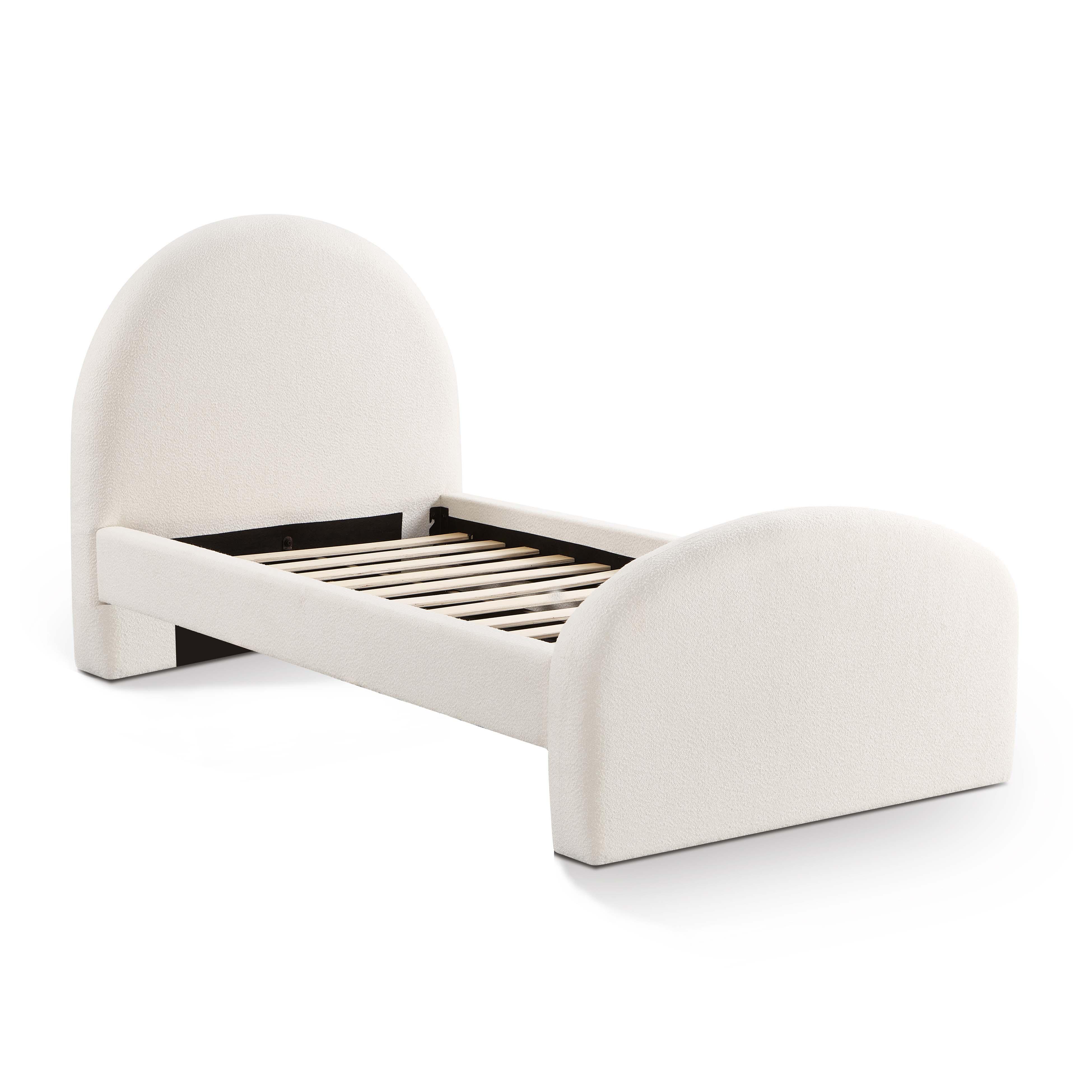 Moon Cream Boucle Twin Bed 10 Moon Cream Boucle Twin Bed