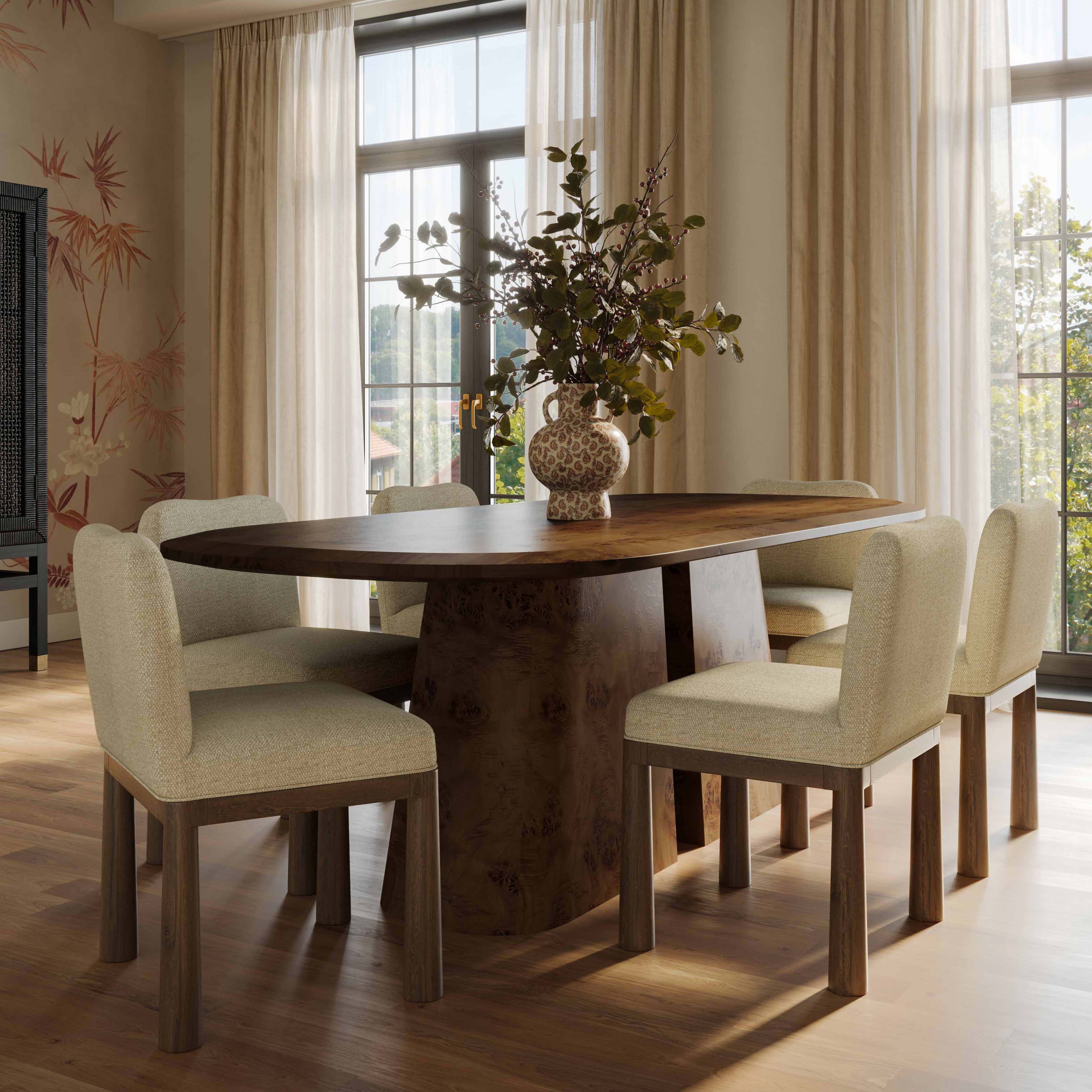 Gladyss Brown Burl Oval 87" Dining Table 9 Gladyss Brown Burl Oval 87" Dining Table