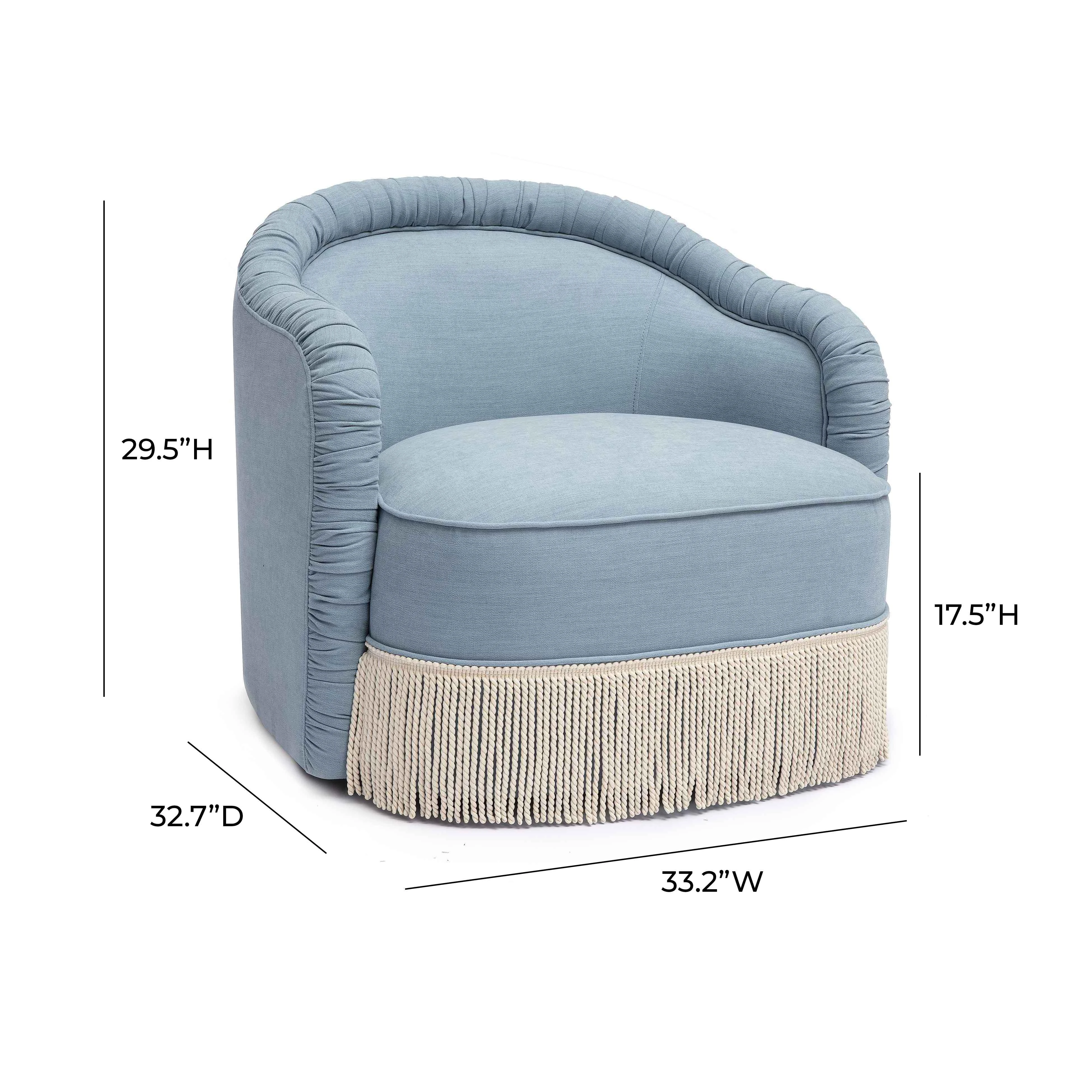 Pamela Faded Blue Upcycled Fabric Tassel Lounge Chair 14 Pamela Faded Blue Upcycled Fabric Tassel Lounge Chair