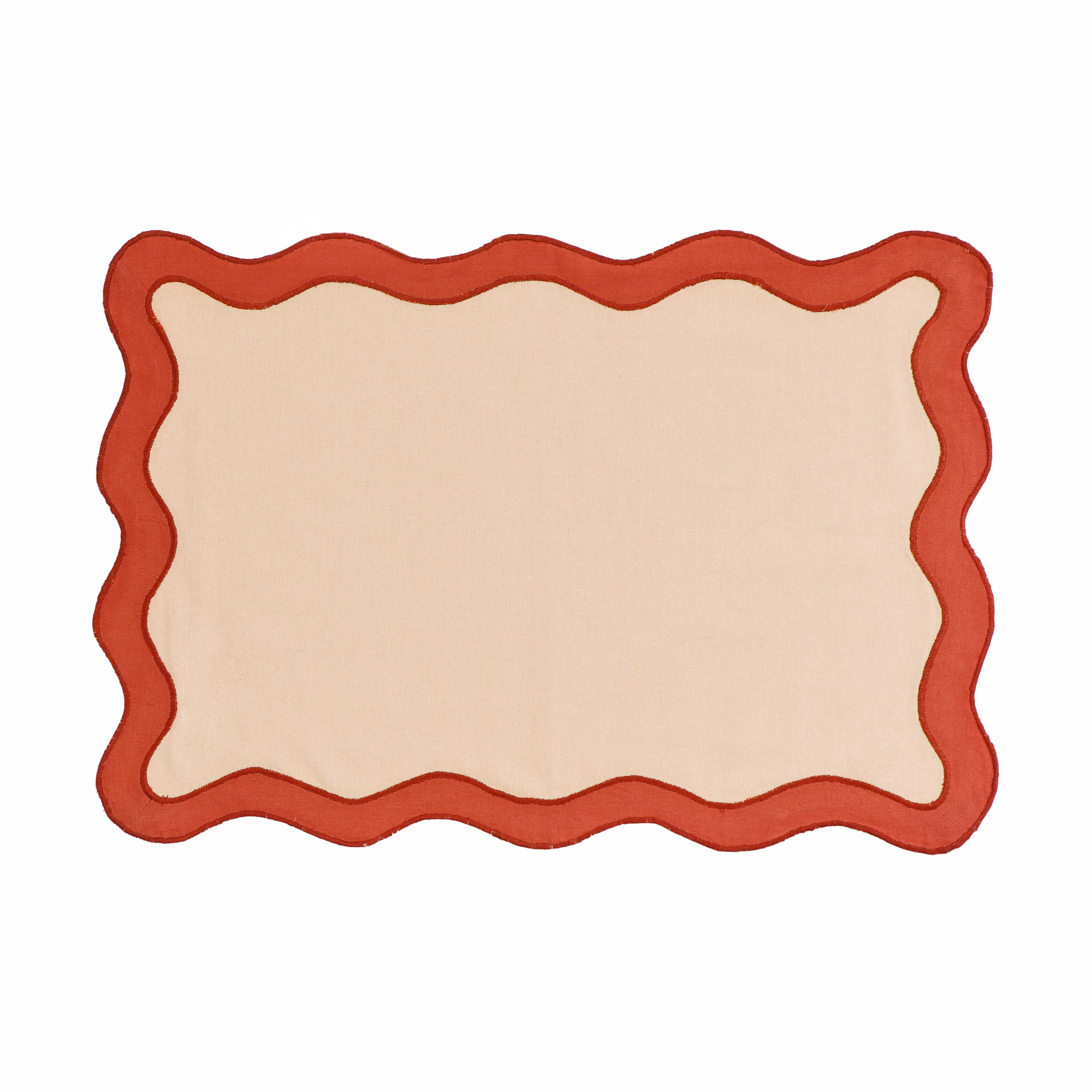 Scalloped Edge Cotton Placemat - Set of 4 17 Scalloped Edge Cotton Placemat - Set of 4