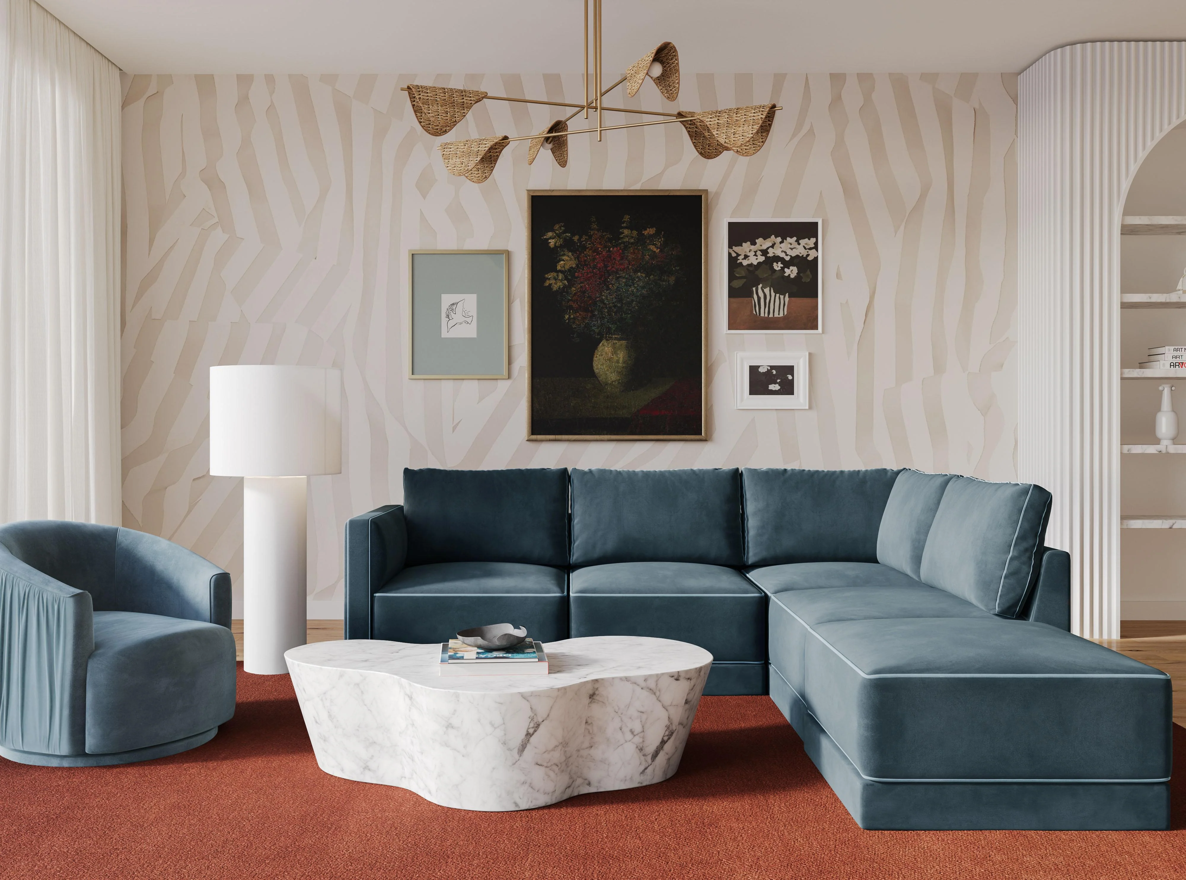 Willow Velvet Modular RAF Sectional 17 Willow Velvet Modular RAF Sectional